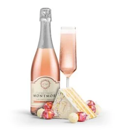 Chateau Montmore Sparkling Rosé With Birthday Cake LINDOR Truffles Cake Box