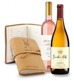 Choice Of Wine Duo And Personalized Leather Golf Log